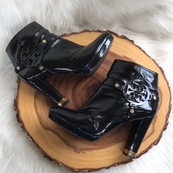 Tory Burch patent leather inside zip heeled boots - Picture 8 of 9